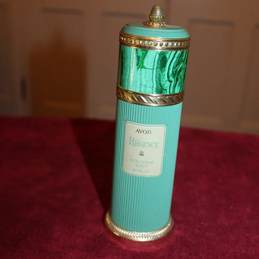 Vintage Avon Régence Cologne Mist Green & Gold Bottle Unique
